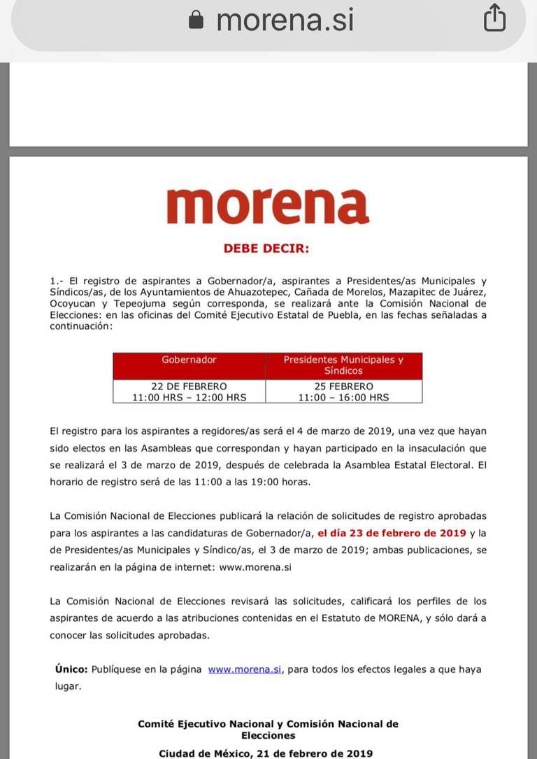 Adelanta Morena su proceso interno - El Sol de Puebla | Noticias Locales,  Policiacas, sobre México, Puebla y el Mundo