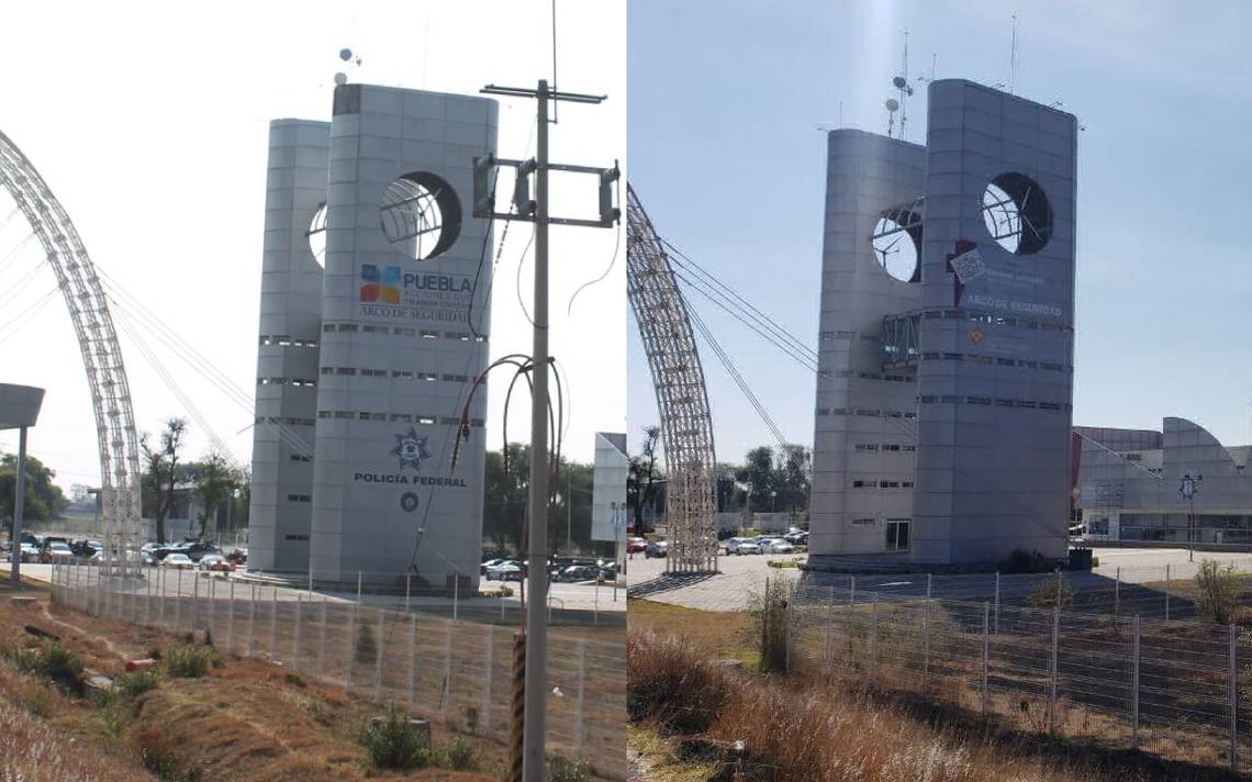 Borran Sello Morenovallista De Los Arcos De Seguridad Los Pintan De Color Guinda El Sol De Puebla